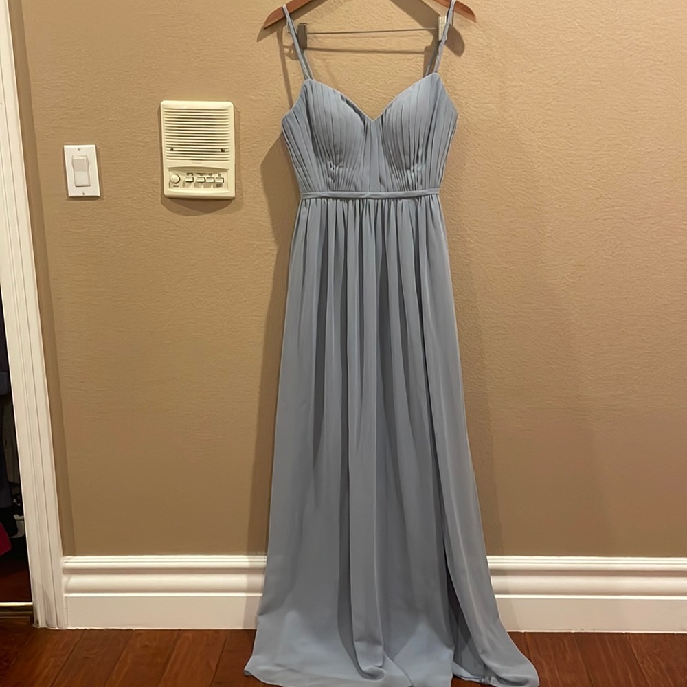 Never worn azazie dusty blue dress